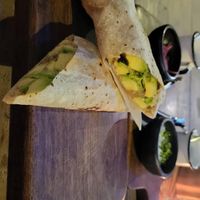 Vegan avocado and bean burrito at La Malinche in Tulum