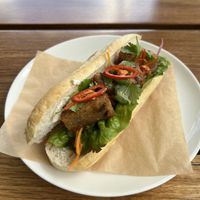 Vegan Banh Mi with daikon and shiitake mushroom cake   at GOMA Bistro in South Brisbane