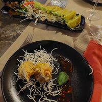 Complimentary starter and gyoza at ARROI Restaurant in Bled