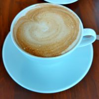 Cappuccino met sojamelk at Café Kladdkakan in Stockholm