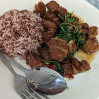 Vegan pork belly khaprao at Veggie Tales x Wagging Tales Cafe in Hua Hin