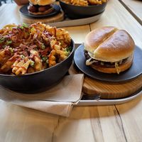 Burger & loaded fries  at Mavericks Burger Co in Toronto