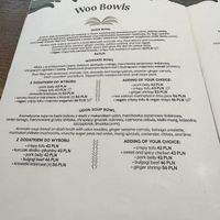 Menu  at Woosabi in Wroclaw