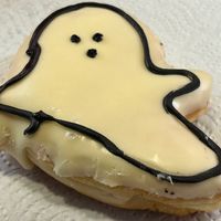 Ghost - white choc and raspberry jam   at Big Fat Donut Co in Gateshead
