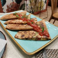 Yummy quesadilla at AhimSa Vega-Yoga in Belgrade