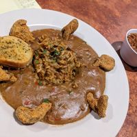 Etoufee with a side of red beans & rice at the hive vegan eatery in Houston