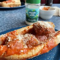 This vegan meatball sub was so excellent!   at Anika's Pizza in Moultonborough