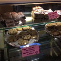 Case of vegan and non-vegan treats at The Parlour in Durham