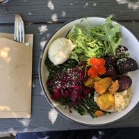 local nourish bowl (vegan, GF) at Piece Of Mind Wholefoods in North Haven