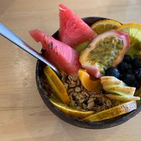 Green smoothie bowl at Piece Of Mind Wholefoods in North Haven