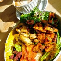 Vegan bowl - very tasty and filling. Coffee is great too. New owners have done an amazing job with the cafe which is welcoming and relaxed. at Piece Of Mind Wholefoods in North Haven