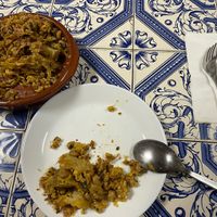  main dish of the day (black eyed beans with tofu, cabbage and potatoes)   at Lupin Snack Bar in Porto