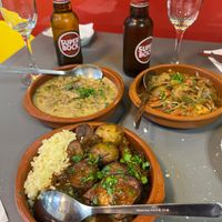 Stroganoff, Sunday roast loin, tofu liver and onions.  at Lupin Snack Bar in Porto
