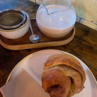 Chai latte and cruffin at Fika+ in Chester