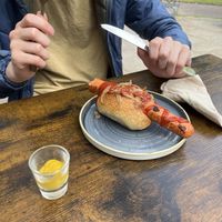Vegan hot dog my son said too much like meat which is odd as he has never eaten meat    at Fika+ in Chester