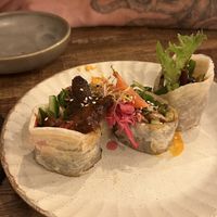 Vegan duck roti wraps   at Monsoon in Launceston