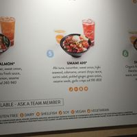 Wall menu--last item (#6) is the vegan poke at Pokeworks in New York City