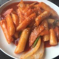Ddeokbokki. Sweet and spicy rice cakes. So tasty!  at Gangnam Style Korean Kitchen in Syracuse