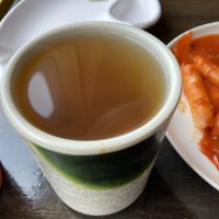 Complimentary barley tea. Love the earthy flavor!  at Gangnam Style Korean Kitchen in Syracuse