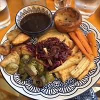 Roast dinner with vegan turkey option.   at The Magic Sunflower in Dronfield
