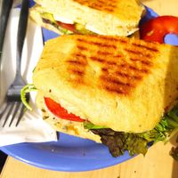 Breakfast sandwich at Café Rotkehlchen - Merowingerstraße in Cologne