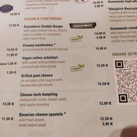 Menu at Tegernseer Tal in Munich