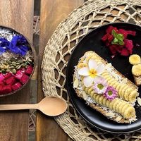 Banana peanut butter Toast and smoothie bowl  #Veganuary at Nora's Cafe in Phu Quoc