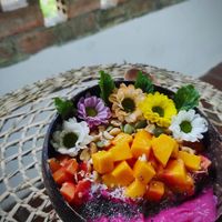   Pinky Rainbow smoothie bowl  #Veganuary at Nora's Cafe in Phu Quoc