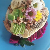 Peanut butter, avocado toast at Nora's Cafe in Phu Quoc