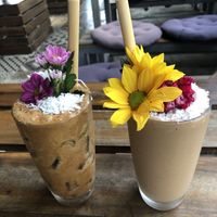 Coffee with coconut milk and coffee smoothie - I personally didn’t like any  at Nora's Cafe in Phu Quoc