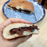 sweet red bean bun (vegan version) - close-up at Salute - 살루떼 in Chuncheon