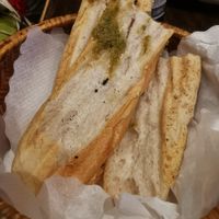 Free bread, quickly asked if we wanted some and happily brought it to our table at Mediterraneo in Schwerin