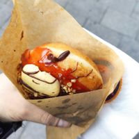 Vegan strawberry donut at TopTop Donuts in Cologne