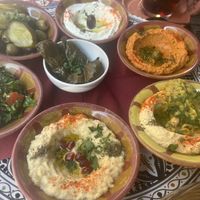 Sampler plate for two  at KAFKA Hummus Café  in Prague