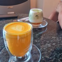 Golden Berry drink and matcha orange cream drinks at Biofilia - Botánica Coffee House in La Paz