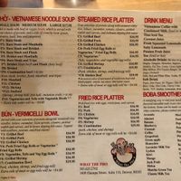 Vegan options marked at end of item name with a V- you must ask for the vegan version  at What the Pho in Denver