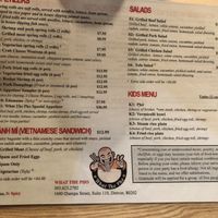 Vegan options marked at end of item name with a V- you must ask for the vegan version  at What the Pho in Denver