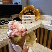 Vegan matcha ice cream and the other I forgot but something witch coconut milk   at Dolce Verona in La Paz