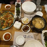 Vegans!  Avoid the red and white kimchi, and the sesame leaf unfortunately.   Acorn jelly and the purple cabbage is A ok!  at Eden in Seoul