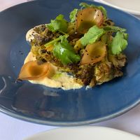 Cauliflower onions with horseradish, lentil purée  at Patsy's in Melbourne