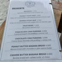 Dessert menu  at The Plants in Zanzibar