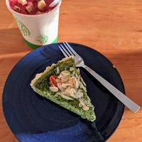 Beetroot soup with croutons, and spinach quiche #Veganuary at RusticBoowa  in Tralee