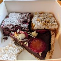 Brownie, carrot cake, chocolate and plum tart, Christmas cookie #Veganuary at RusticBoowa  in Tralee