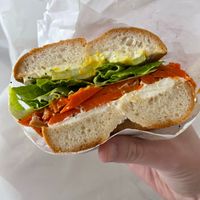 lox bagel at Ben & Esther's Vegan Jewish Deli in San Diego