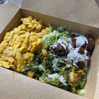 Meatballs and Mac n cheese  at Veggie Campus in Kingston