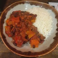 (Ve) Five bean and vegetable chilli with basmati rice at Stables Bistro Bar in Betws-y-coed