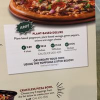 Plant based pizza option  at LaRosa's Pizzeria in Florence