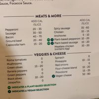 Topping options   at LaRosa's Pizzeria in Florence