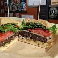 Housemade Vegan veggie burger! Try w wok fried fries they cut daily 🤤 at Papa Wheelies in Mckinleyville