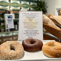 Fresh bagels  at Flying Goat Coffee in Healdsburg